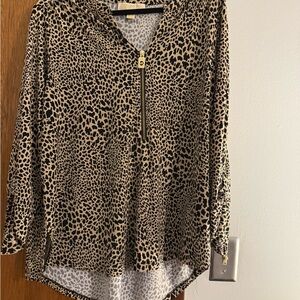 Michael Kors Animal Print Hoodie with Zipper